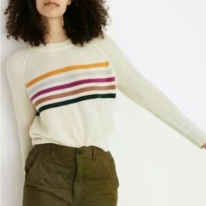 Madewell Cream Sweater with Multicolor Stripes